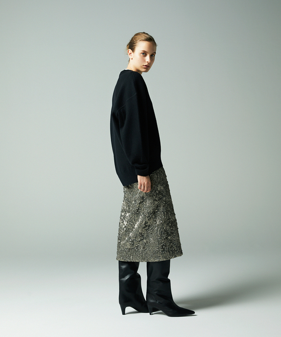 EAUVIRE ジャカードスカート グレー