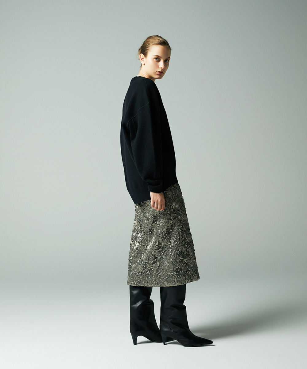 EAUVIRE ジャカードスカート グレー