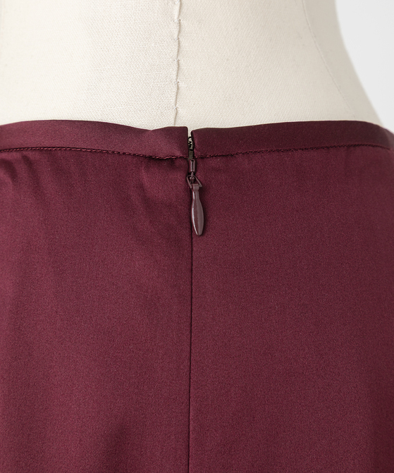 EAUVIRE ウォッシャブルシルクスカート バーガンディ
