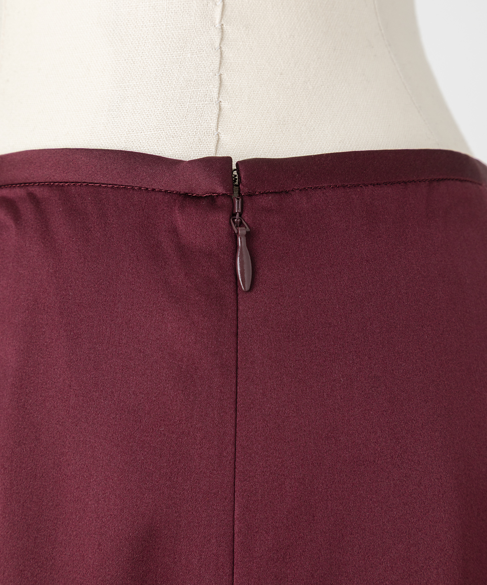 EAUVIRE ウォッシャブルシルクスカート バーガンディ