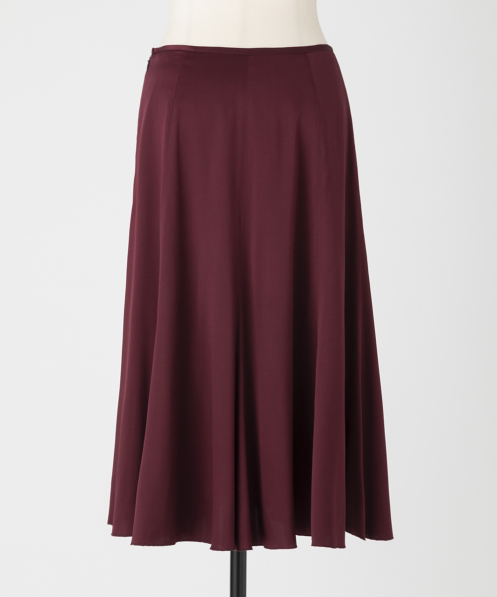 EAUVIRE ウォッシャブルシルクスカート バーガンディ