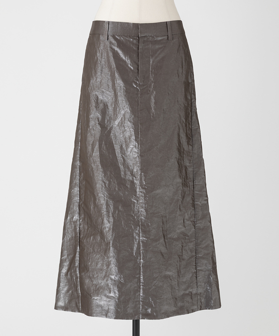 EAUVIRE シャイニーバックフレアスカート ブラウン