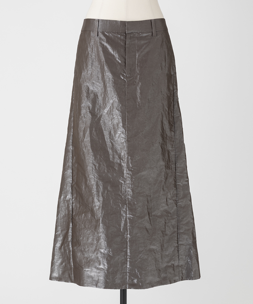 EAUVIRE シャイニーバックフレアスカート ブラウン