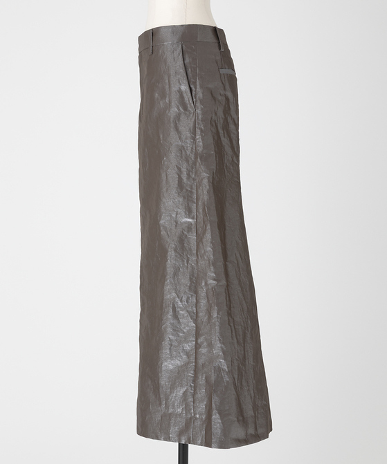 EAUVIRE シャイニーバックフレアスカート ブラウン