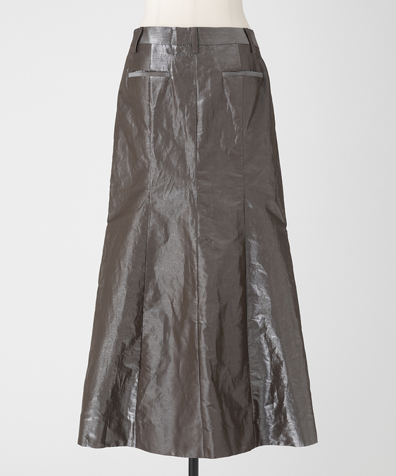 EAUVIRE シャイニーバックフレアスカート ブラウン