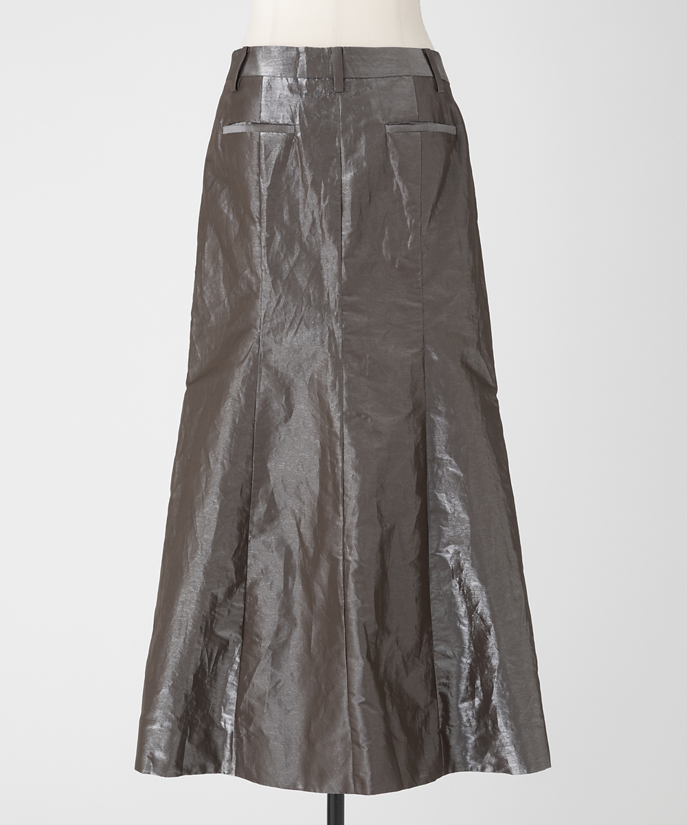 EAUVIRE シャイニーバックフレアスカート ブラウン