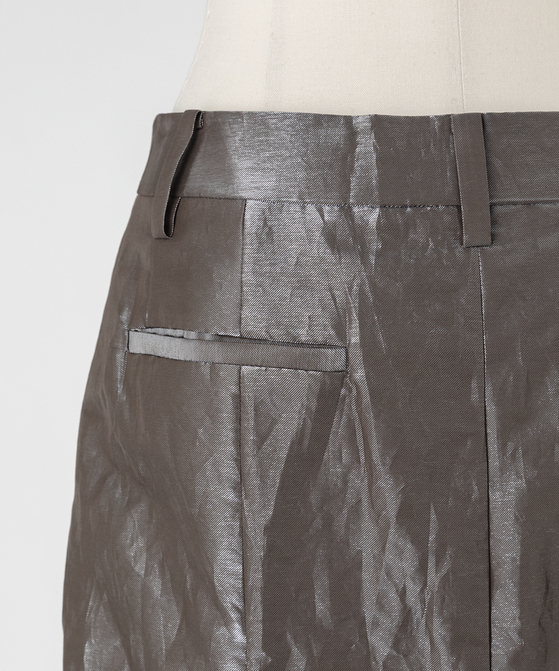 EAUVIRE シャイニーバックフレアスカート ブラウン