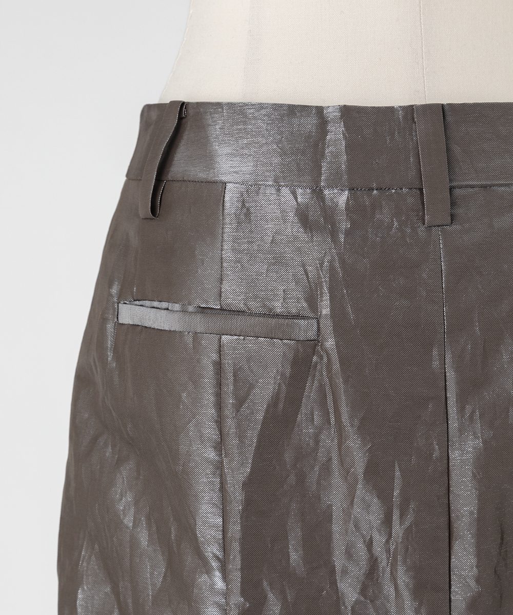 EAUVIRE シャイニーバックフレアスカート ブラウン