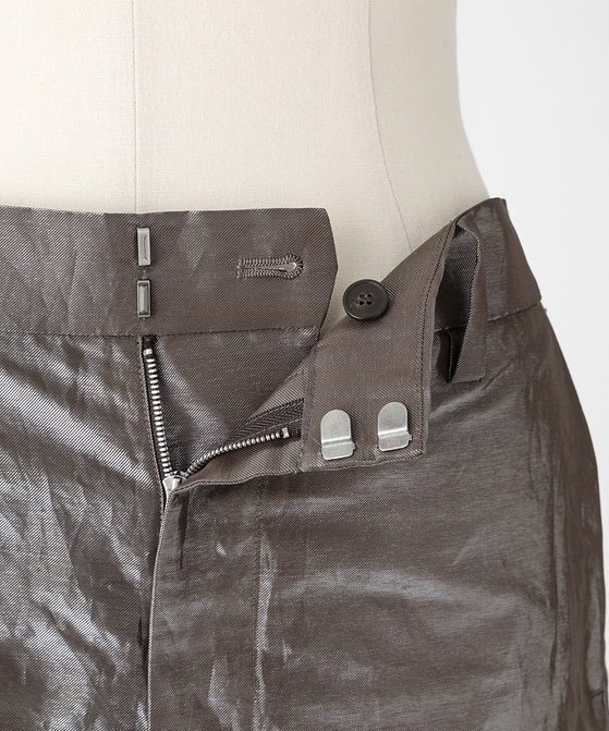 EAUVIRE シャイニーバックフレアスカート ブラウン