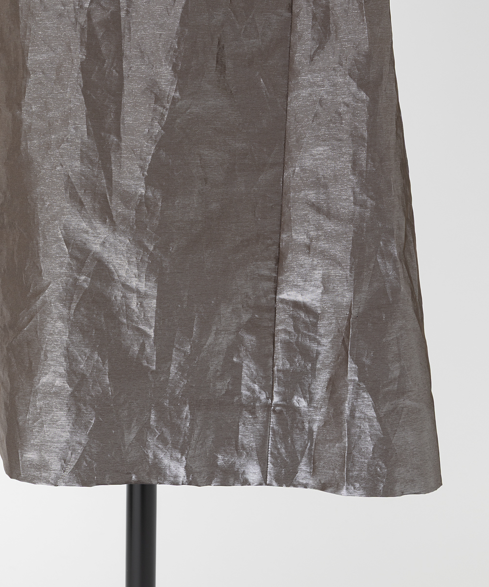 EAUVIRE シャイニーバックフレアスカート ブラウン