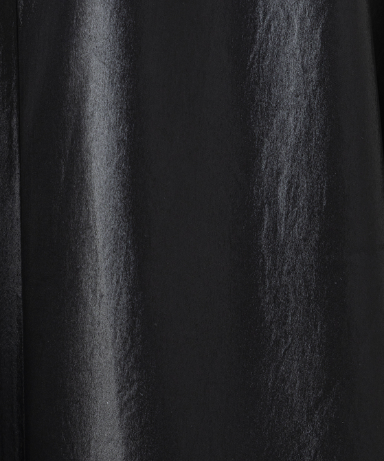 EAUVIRE グロッシーサテンフレアスカート ブラック