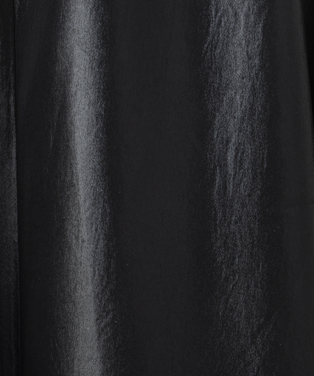 EAUVIRE グロッシーサテンフレアスカート ブラック