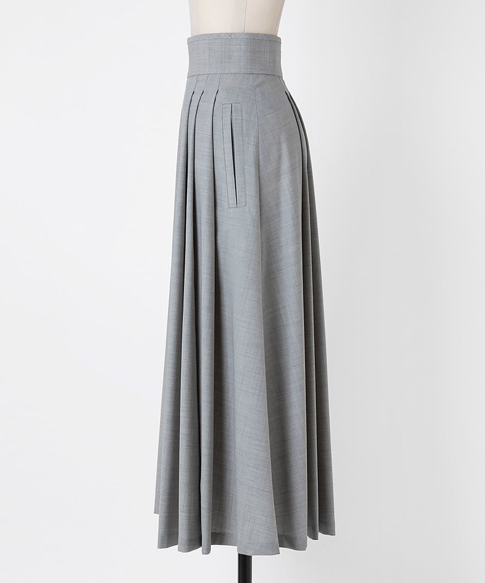 EAUVIRE ソフトプリーツロングスカート ライトグレー