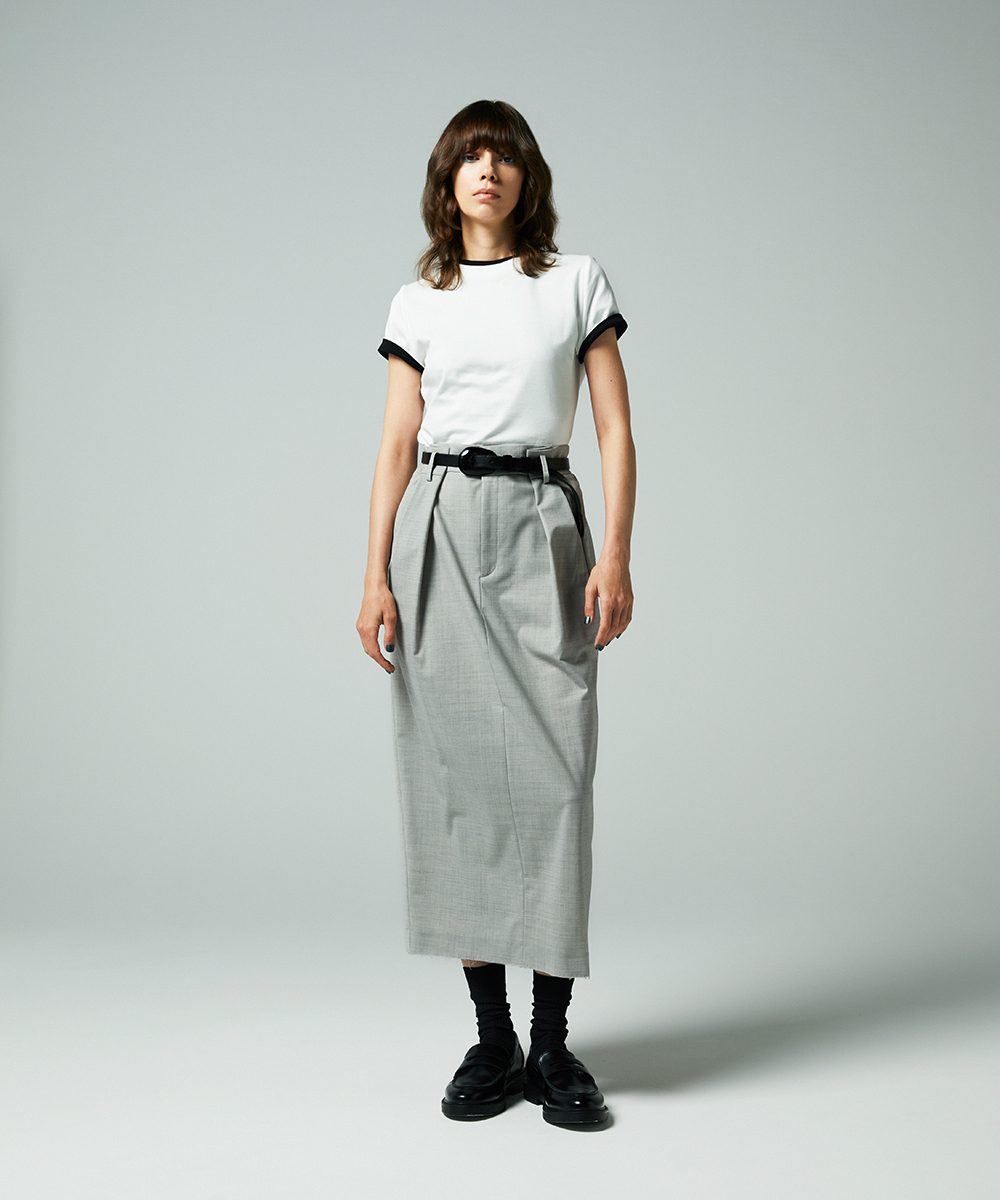 EAUVIRE トラウザー風ストレートスカート ライトグレー