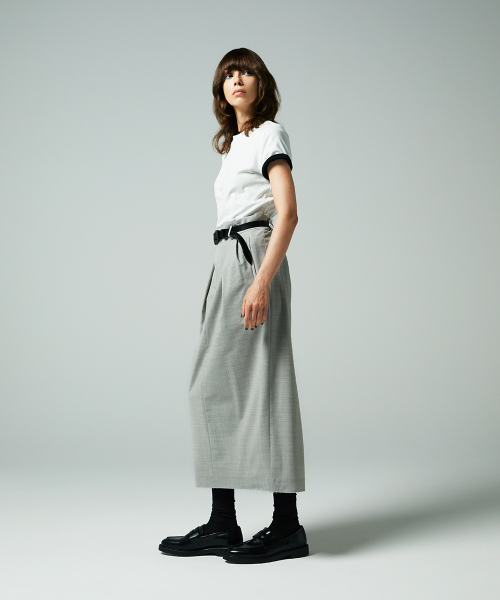 EAUVIRE トラウザー風ストレートスカート ライトグレー