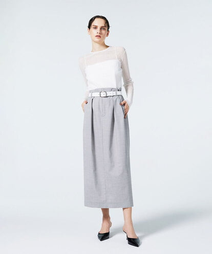 EAUVIRE トラウザー風ストレートスカート ライトグレー
