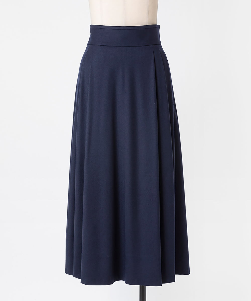 EAUVIRE ソフトプリーツロングスカート ネイビー