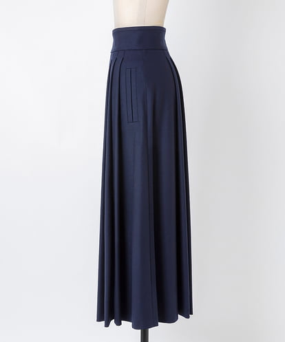 EAUVIRE ソフトプリーツロングスカート ネイビー