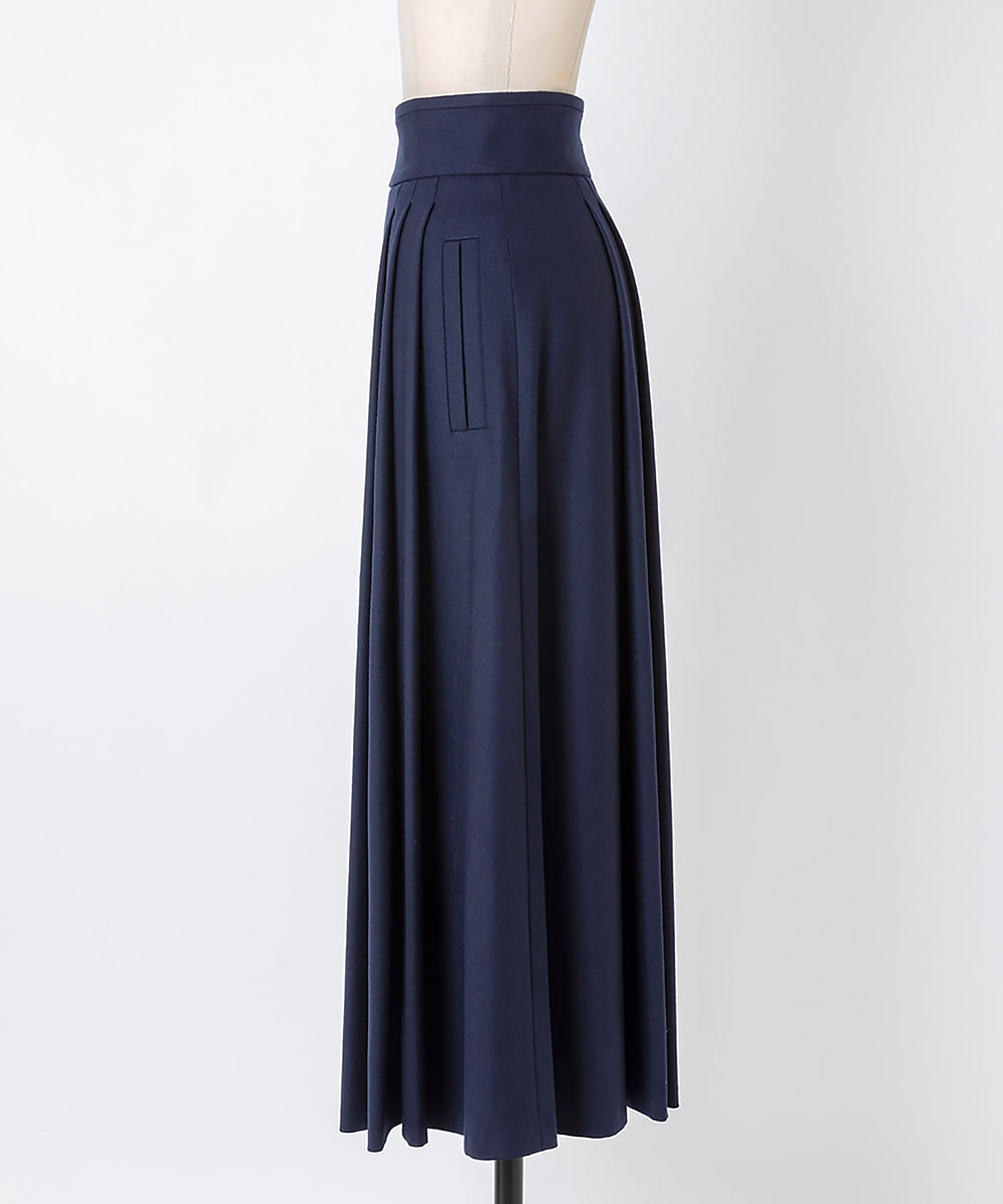 EAUVIRE ソフトプリーツロングスカート ネイビー