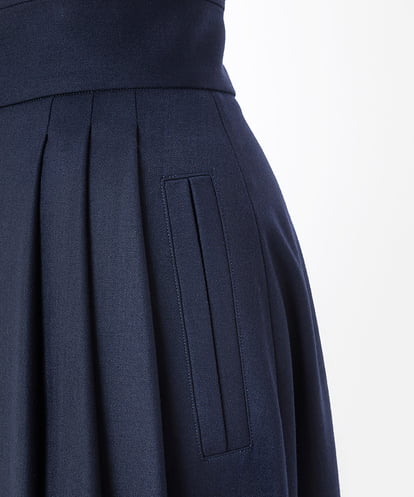 EAUVIRE ソフトプリーツロングスカート ネイビー