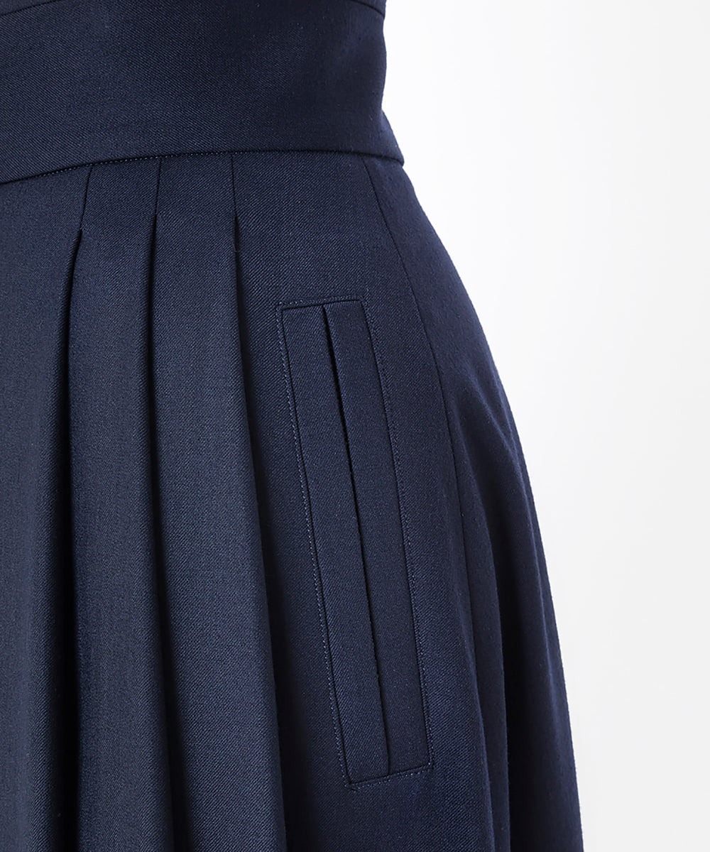 EAUVIRE ソフトプリーツロングスカート ネイビー