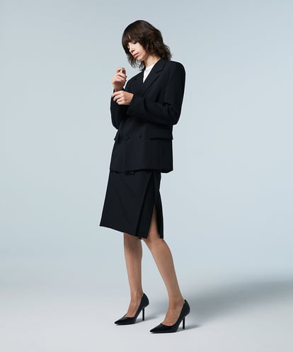 EAUVIRE サイドプリーツスカート ブラック