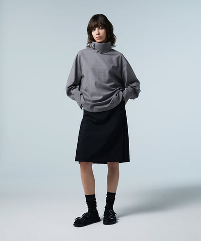 EAUVIRE サイドプリーツスカート ブラック