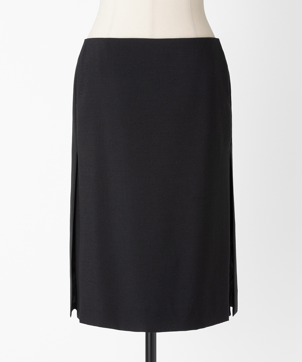 EAUVIRE サイドプリーツスカート ブラック