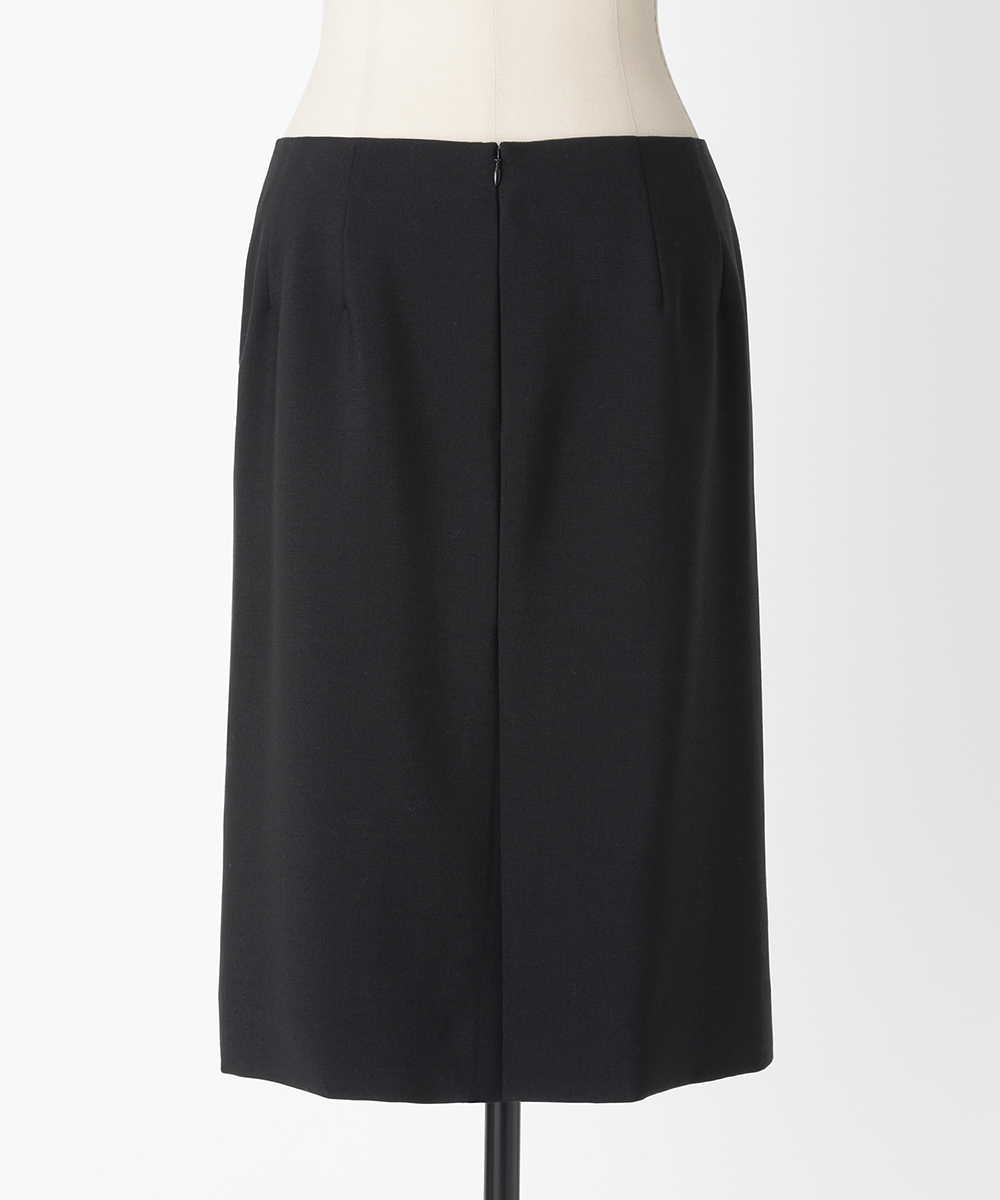 EAUVIRE サイドプリーツスカート ブラック