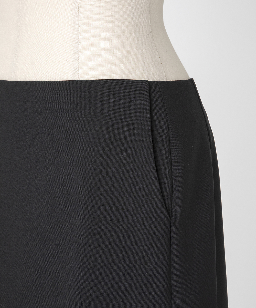 EAUVIRE サイドプリーツスカート ブラック