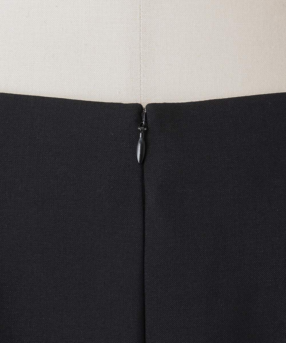 EAUVIRE サイドプリーツスカート ブラック