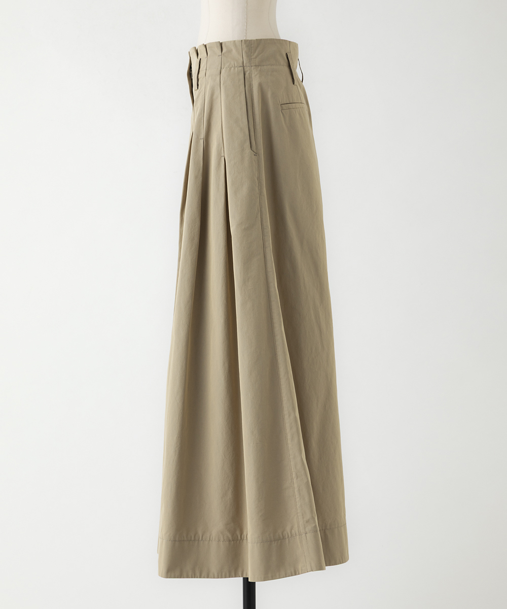 EAUVIRE ワイドタックロングスカート ベージュ