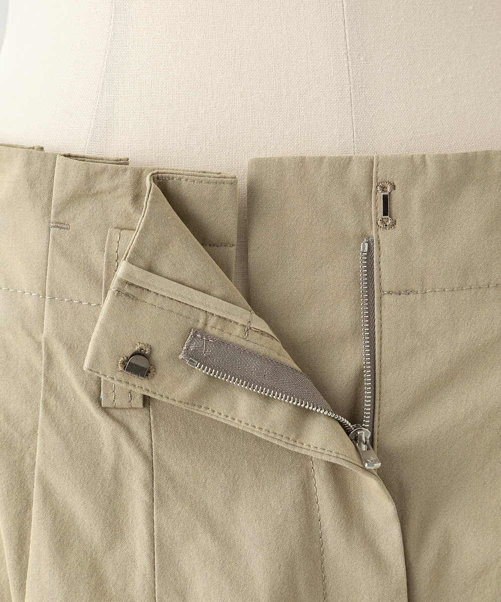 EAUVIRE ワイドタックロングスカート ベージュ