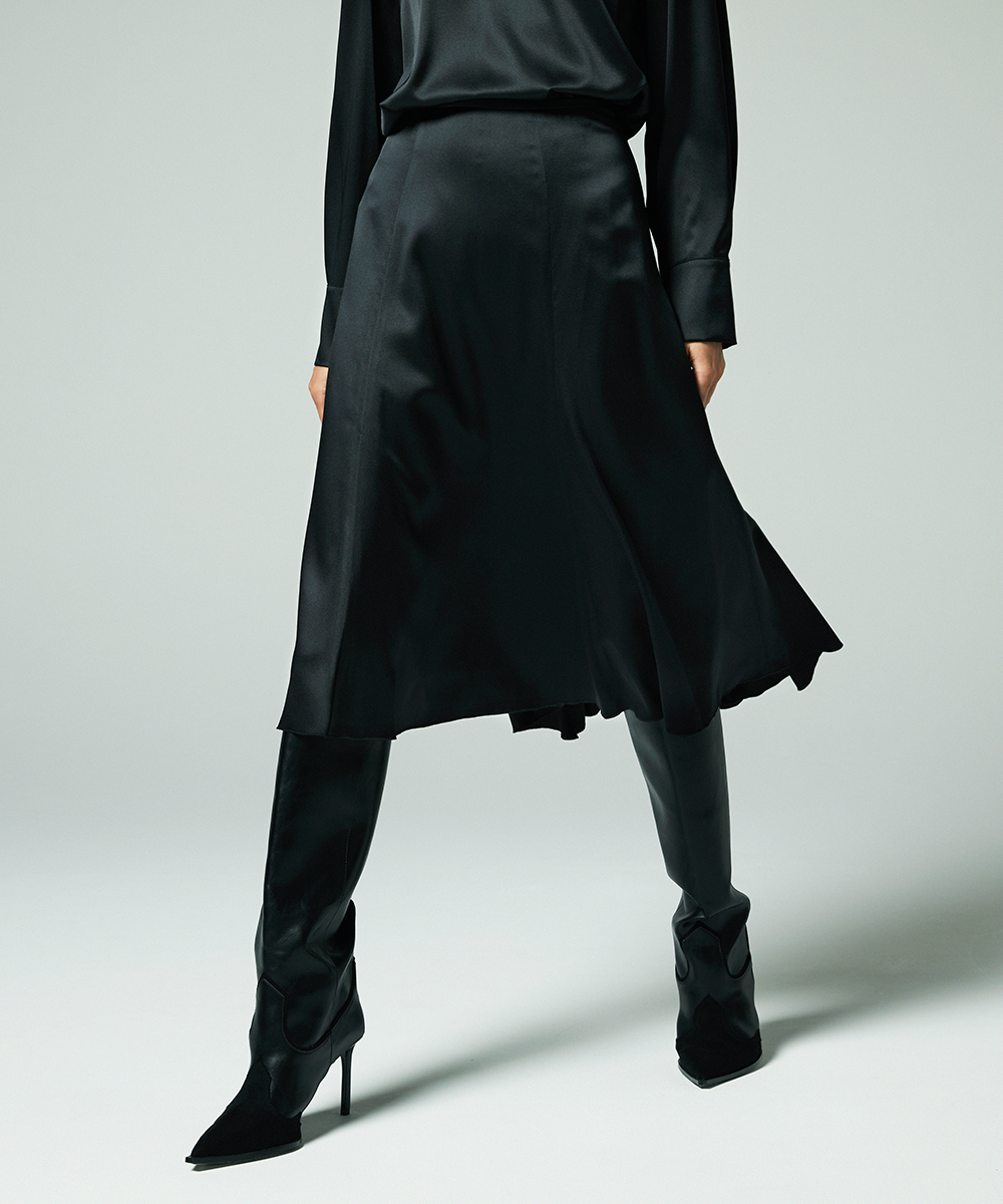 EAUVIRE シルクスカート ブラック