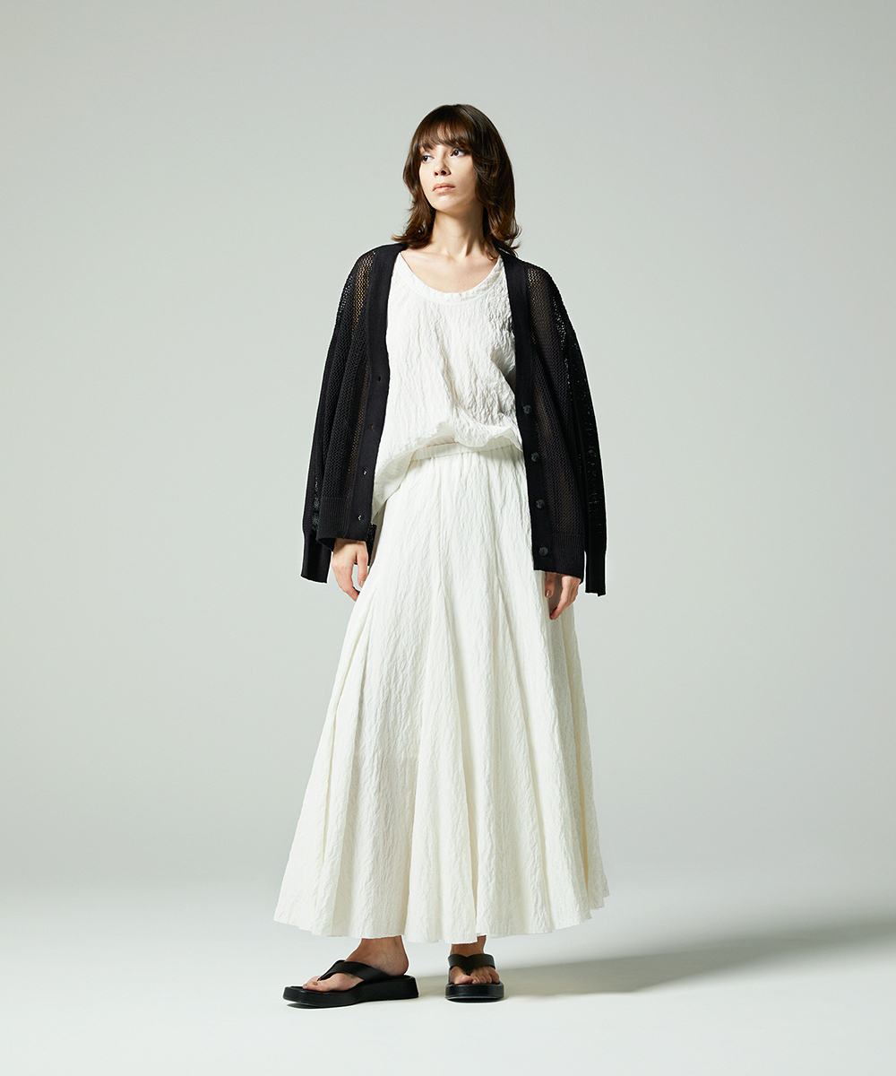 EAUVIRE シルクナイロンロングスカート ホワイト