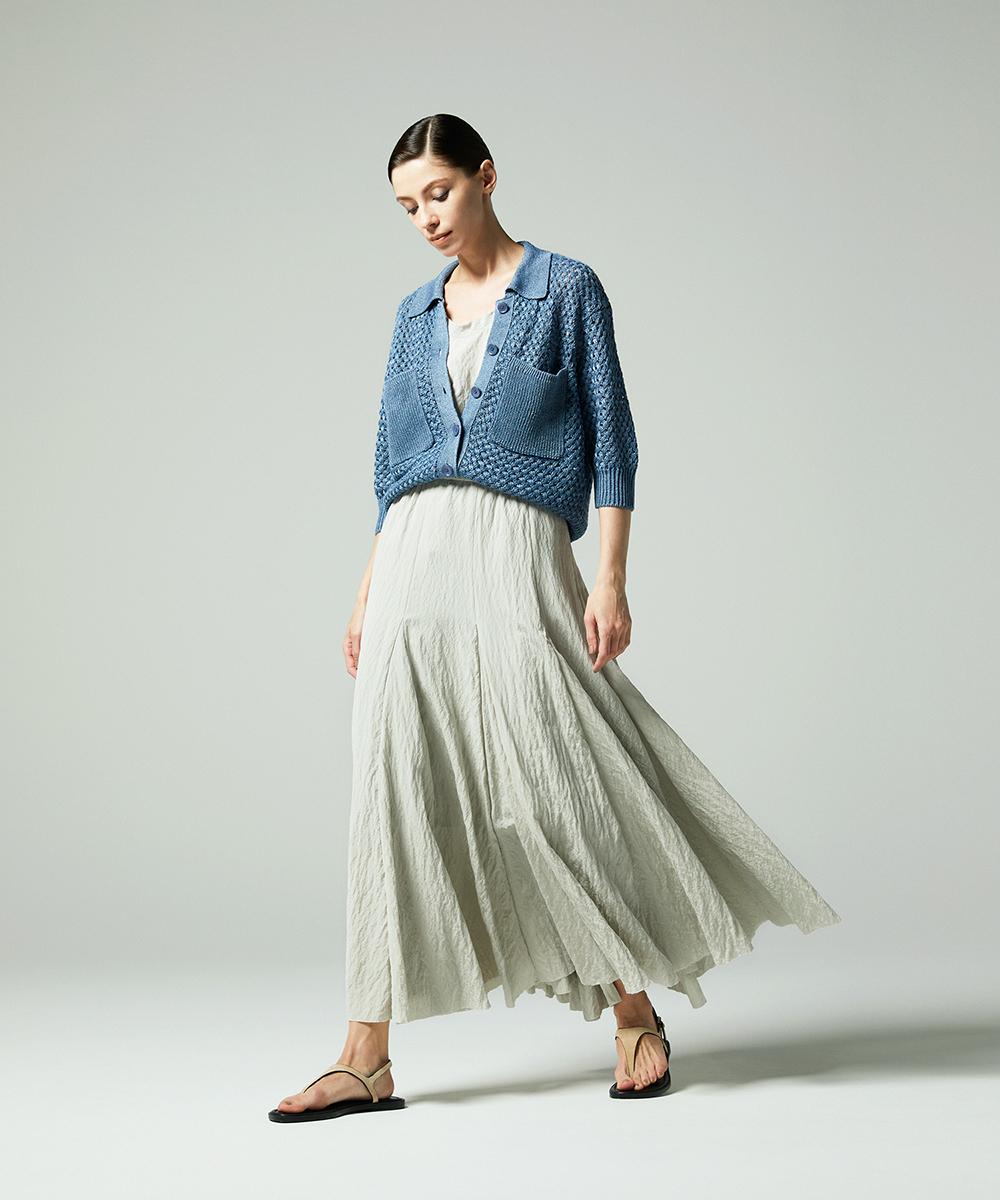 EAUVIRE シルクナイロンロングスカート ライトグレー