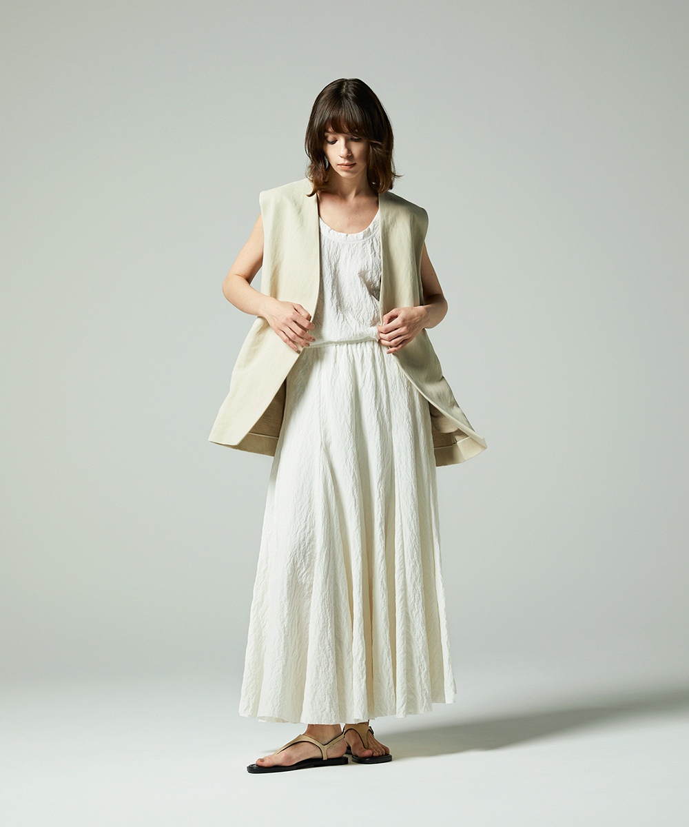 EAUVIRE シルクナイロンロングスカート ライトグレー