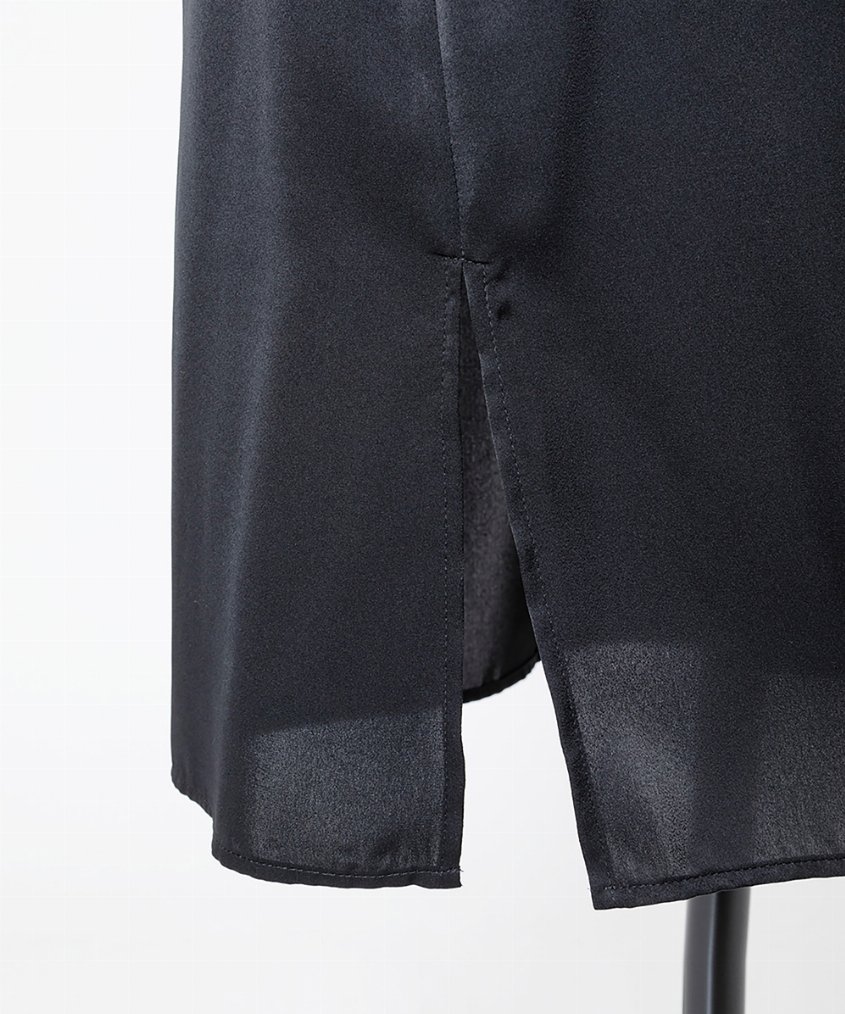 EAUVIRE ランダムプリーツエアリースカート ブラック