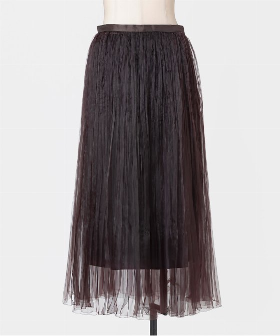 EAUVIRE ランダムプリーツエアリースカート ブラック