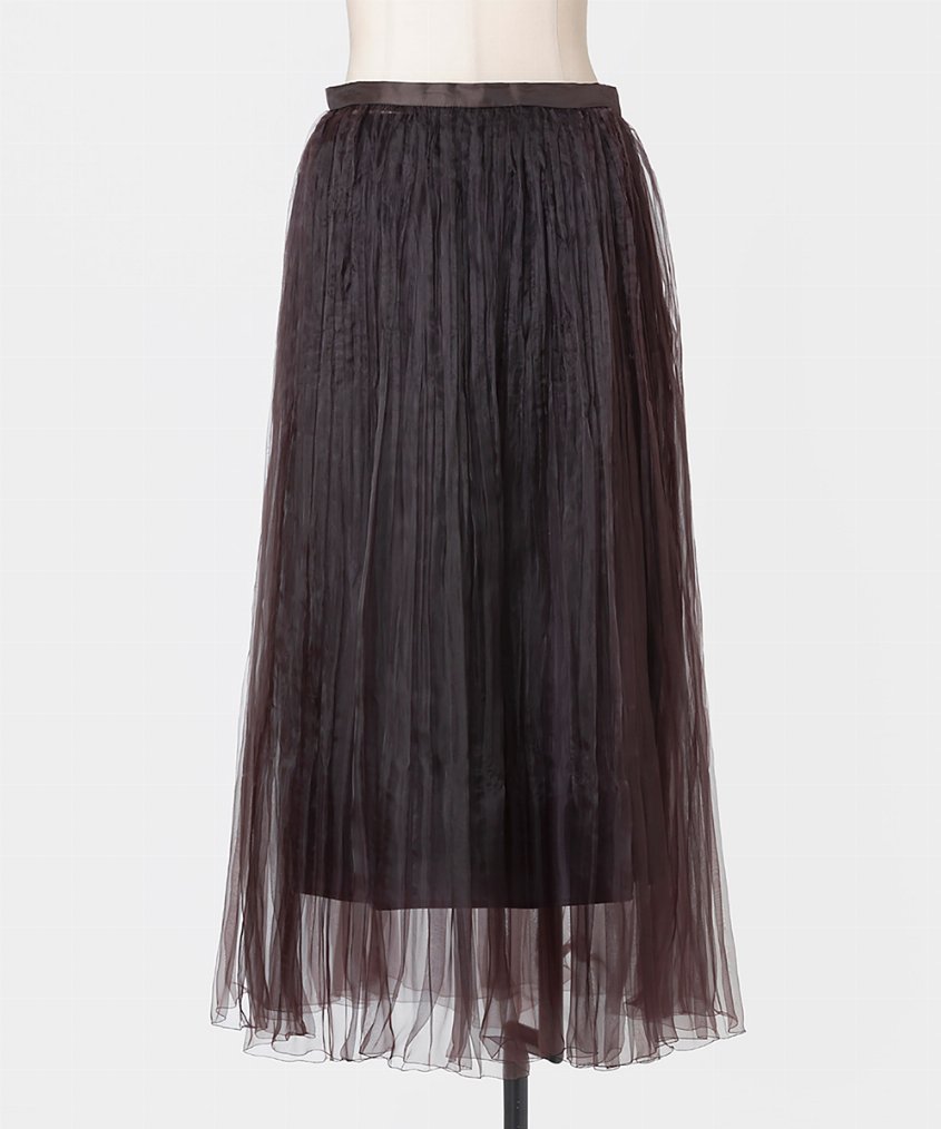 EAUVIRE ランダムプリーツエアリースカート ブラック