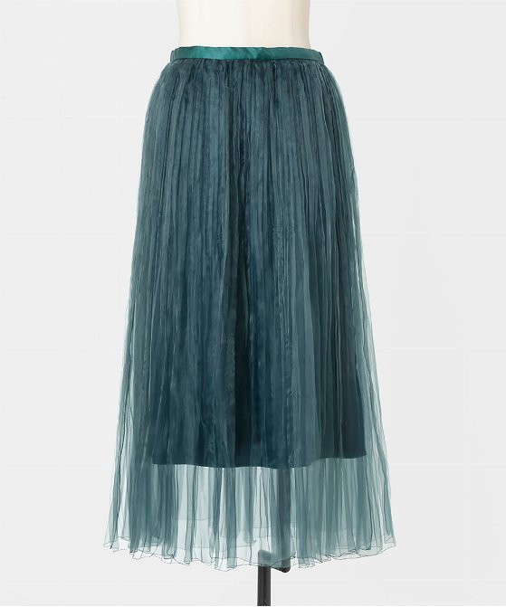 EAUVIRE ランダムプリーツエアリースカート ブラック