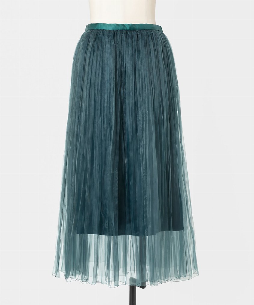 EAUVIRE ランダムプリーツエアリースカート ブラック