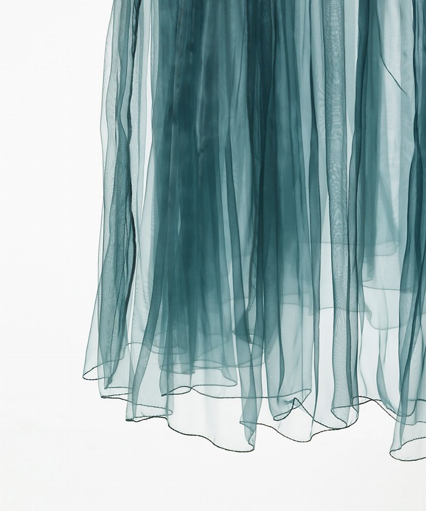 EAUVIRE ランダムプリーツエアリースカート ブラック