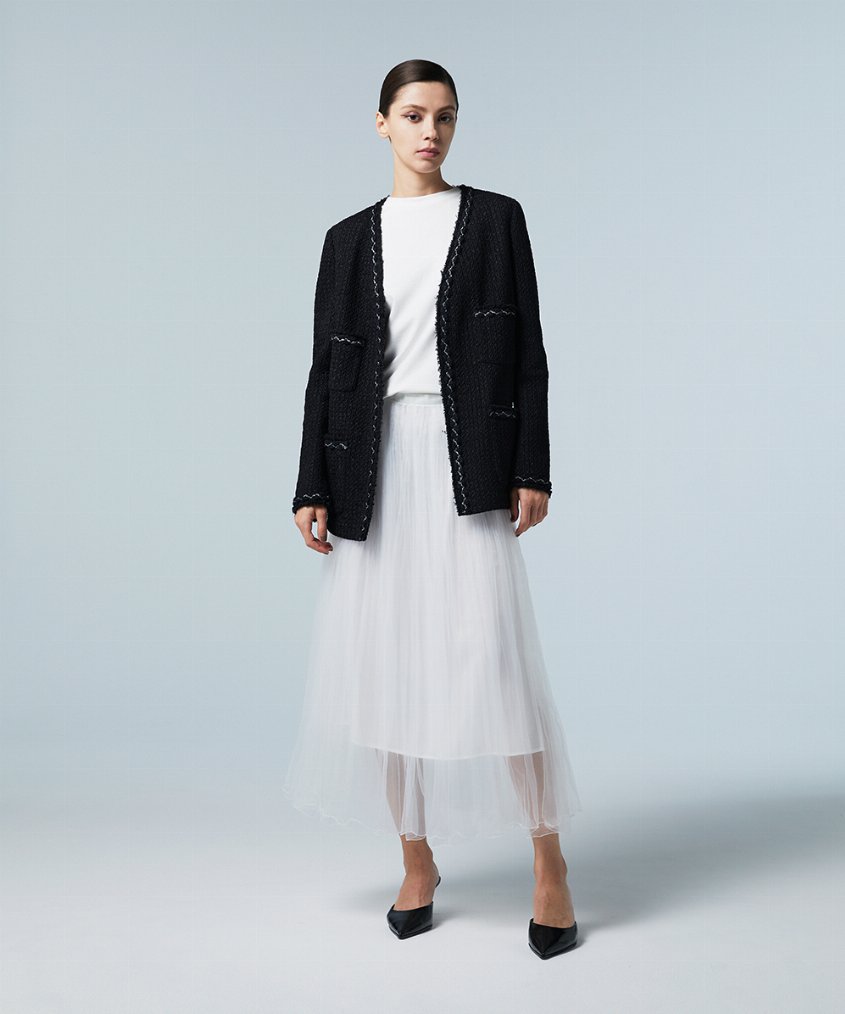 EAUVIRE ランダムプリーツエアリースカート ブラック