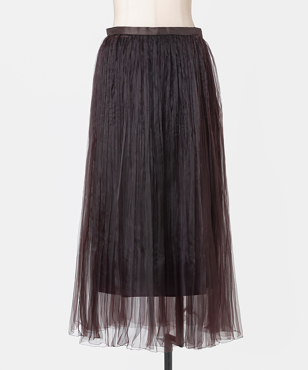 EAUVIRE ランダムプリーツエアリースカート ブラウン