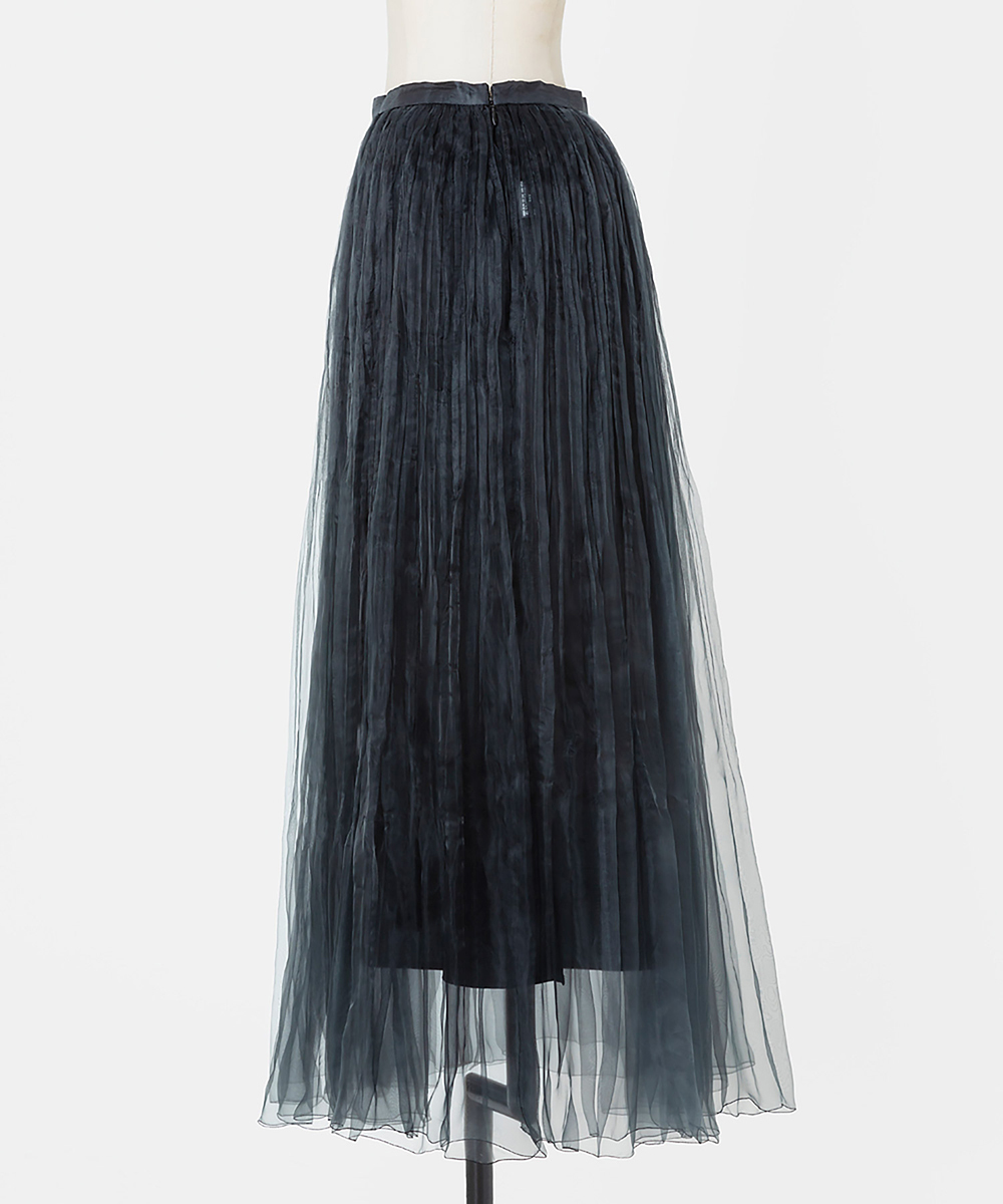 EAUVIRE ランダムプリーツエアリースカート ブラック