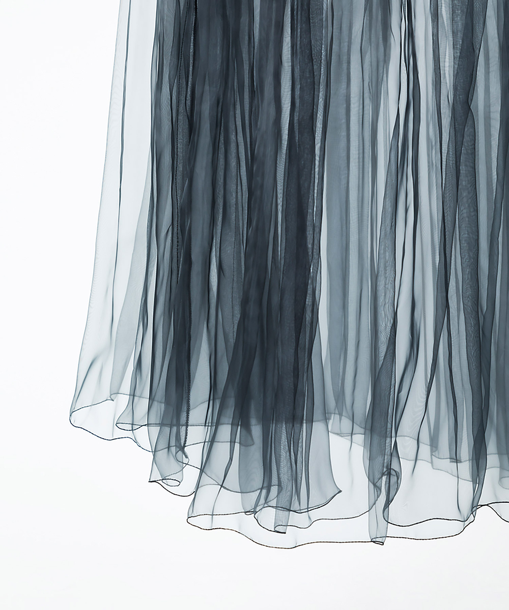 EAUVIRE ランダムプリーツエアリースカート ブラック