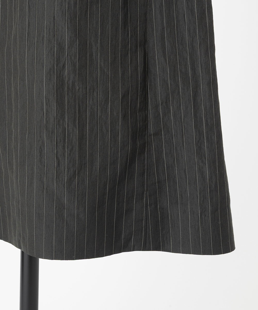 EAUVIRE ストライプバックフレアスカート カーキストライプ