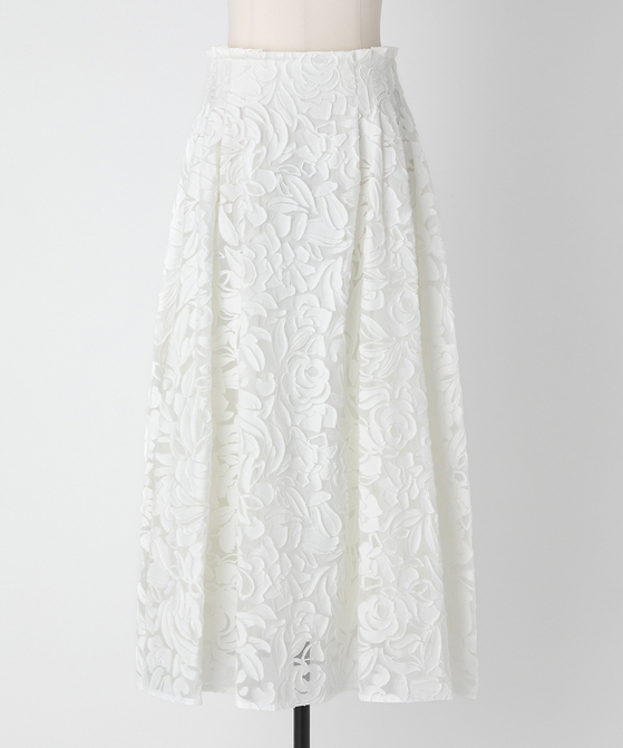 EAUVIRE ボリュームタックスカート ホワイト