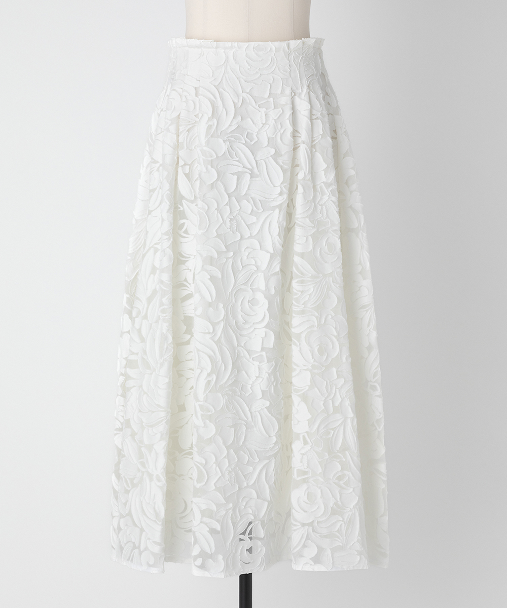 EAUVIRE ボリュームタックスカート ホワイト